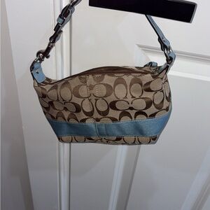 Coach Tan and Blue Shoulder Bag